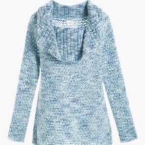 NWT Chico's off the shoulder blue & silver sweater